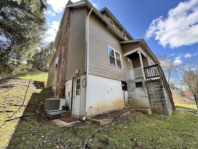 view of property exterior featuring central AC unit