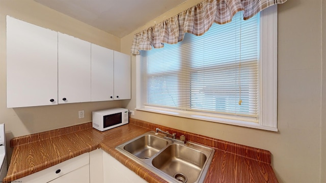 kitchen with white cabinets and sink