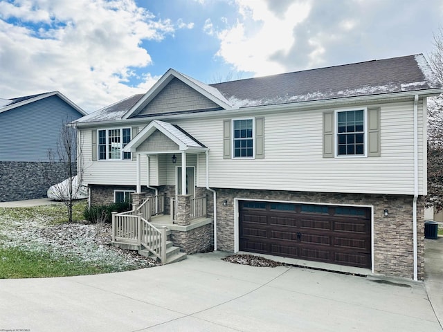 bi-level home with a garage