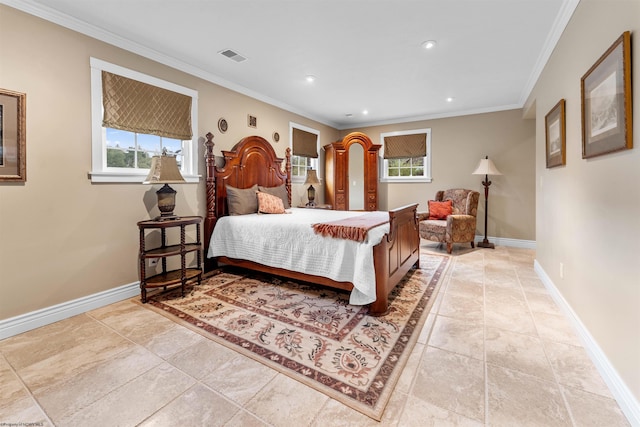 bedroom featuring ornamental molding