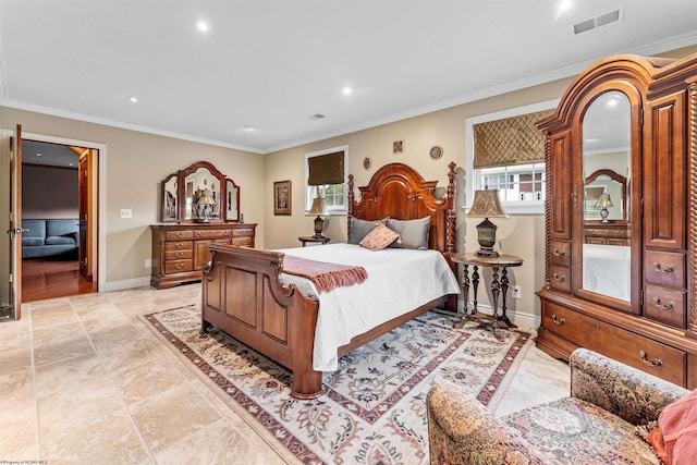 bedroom featuring ornamental molding