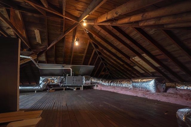 view of unfinished attic