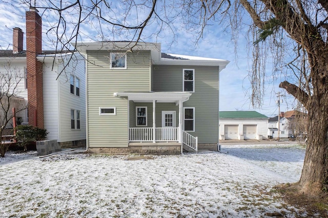 view of front of property with covered porch and central air condition unit