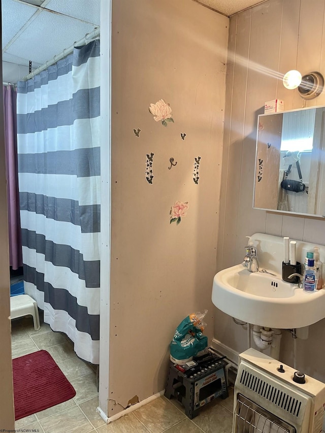 230 Thomas Ave, Davis, WV 26260 - bathroom featuring a sink, tile patterned flooring, and a shower with shower curtain