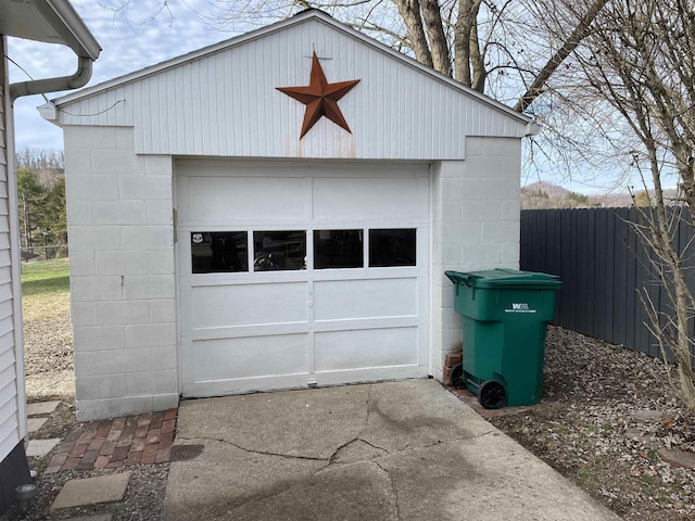 view of garage