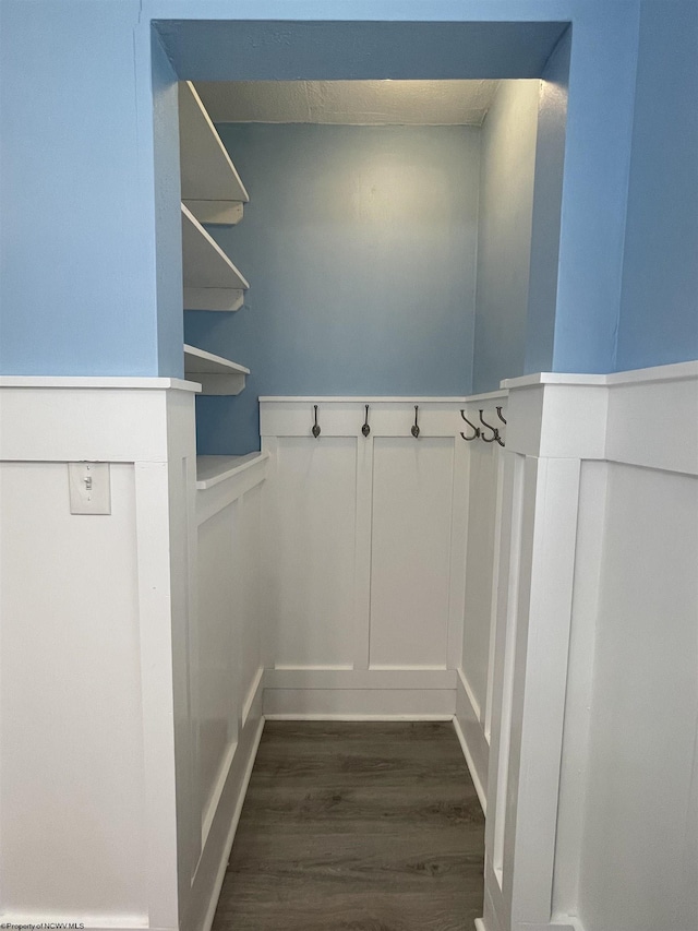 mudroom with dark hardwood / wood-style flooring