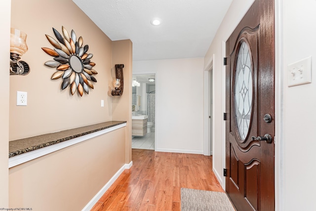 entryway with light wood-type flooring