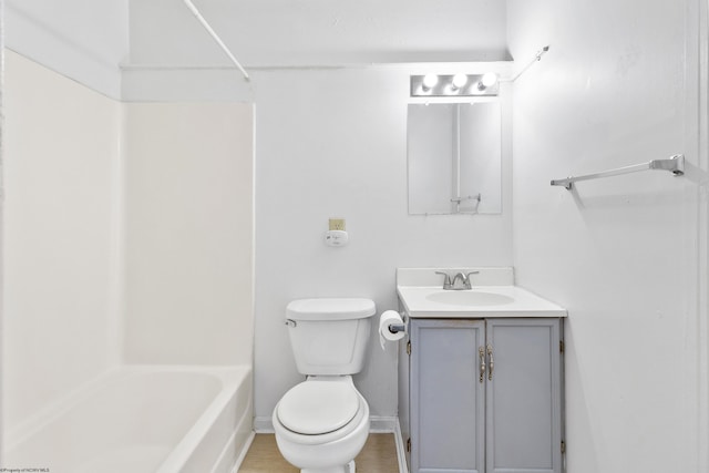 full bathroom featuring vanity, toilet, and shower / washtub combination