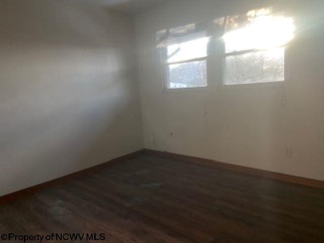 empty room featuring a healthy amount of sunlight and dark hardwood / wood-style flooring