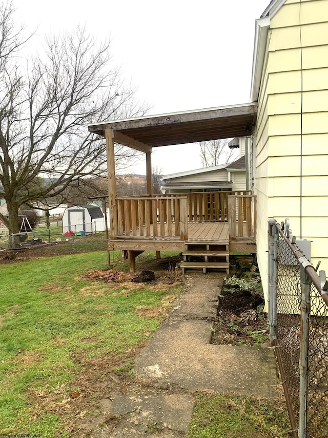 view of yard featuring a deck