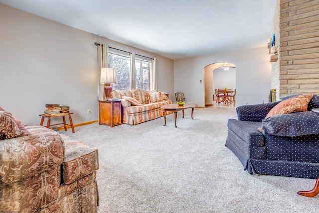 living room with light colored carpet