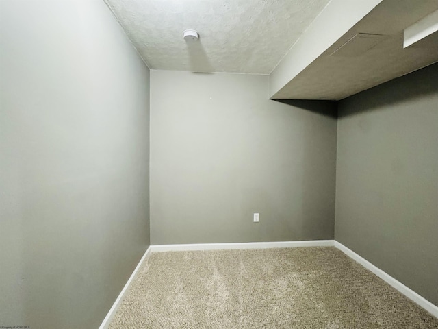 interior space with carpet flooring and a textured ceiling