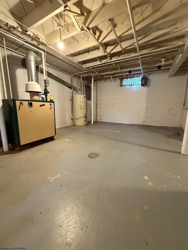 basement with gas water heater