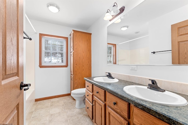 bathroom featuring tile patterned flooring, vanity, and toilet