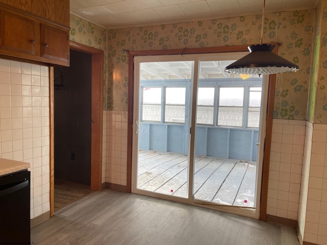 doorway to outside featuring light hardwood / wood-style flooring