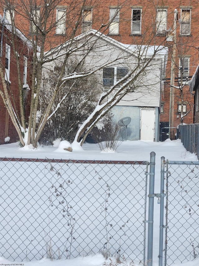 view of snow covered exterior