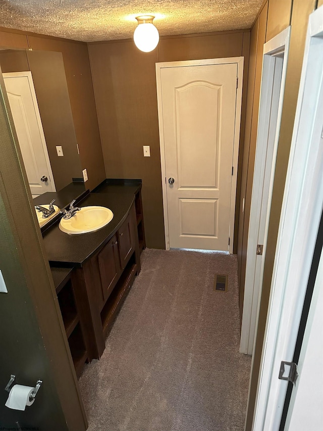 bathroom featuring vanity and a textured ceiling