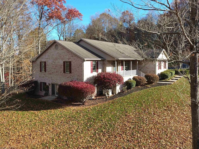 view of property exterior with a lawn