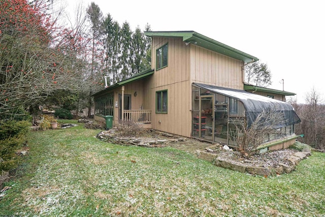 view of home's exterior featuring a yard