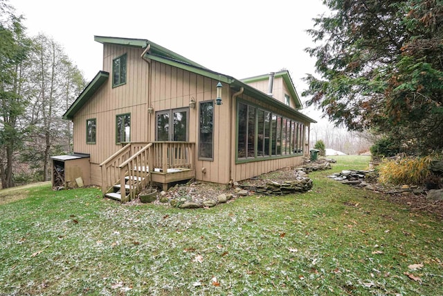 view of property exterior featuring a yard