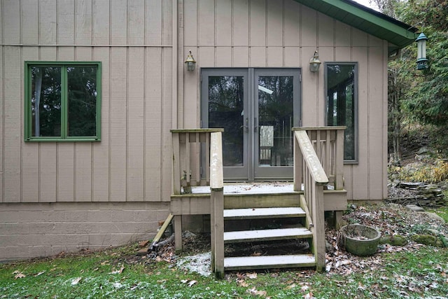 entrance to property featuring french doors