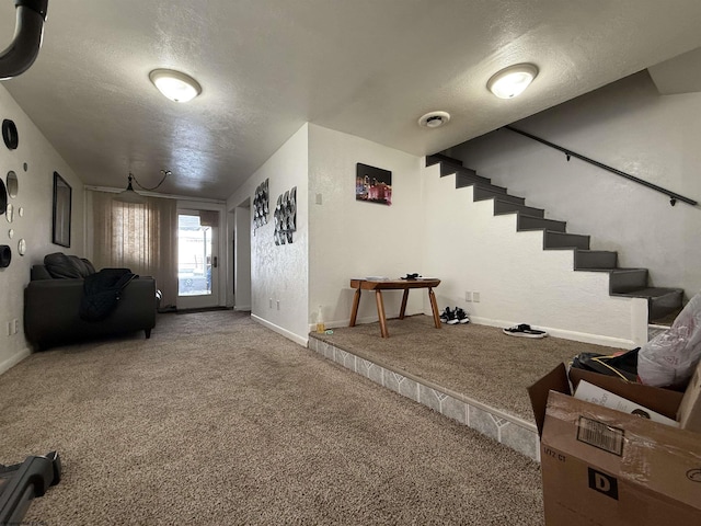 interior space featuring a textured ceiling