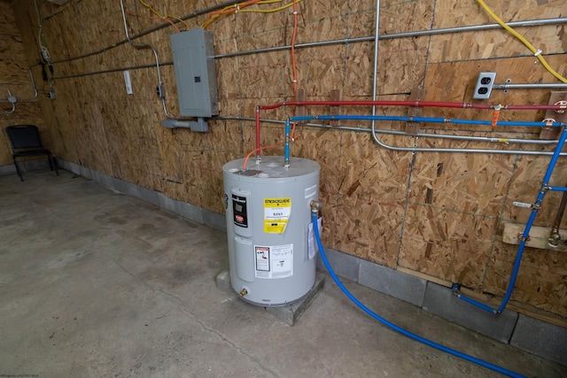 utilities with electric panel and water heater