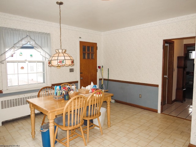 dining area with radiator