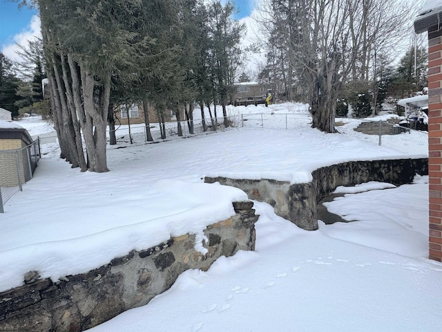 view of yard covered in snow