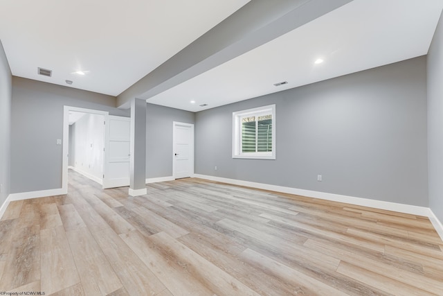 empty room with light hardwood / wood-style floors