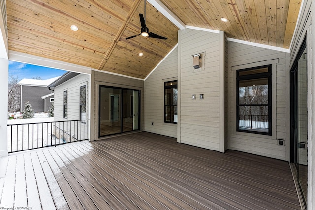 wooden deck with ceiling fan