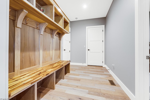 mudroom featuring light hardwood / wood-style flooring