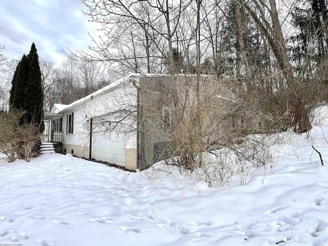 view of snow covered exterior