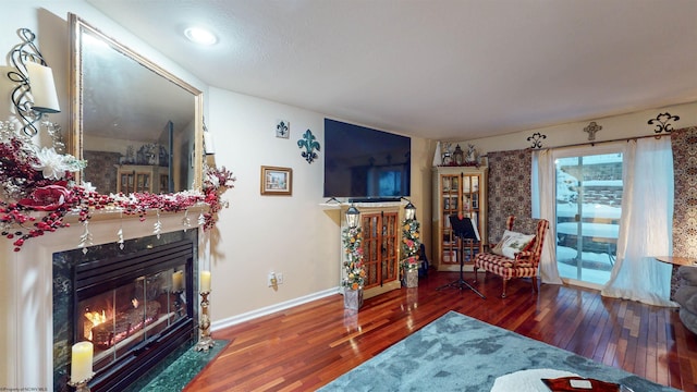 living room with hardwood / wood-style floors