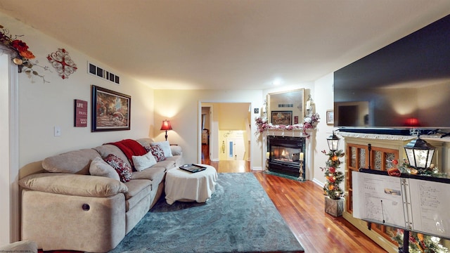 living room with wood-type flooring