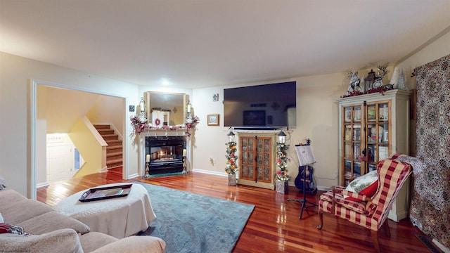 living room with wood-type flooring