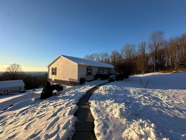 view of snowy exterior