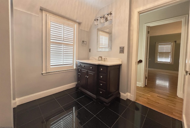 bathroom featuring vanity and tile patterned floors