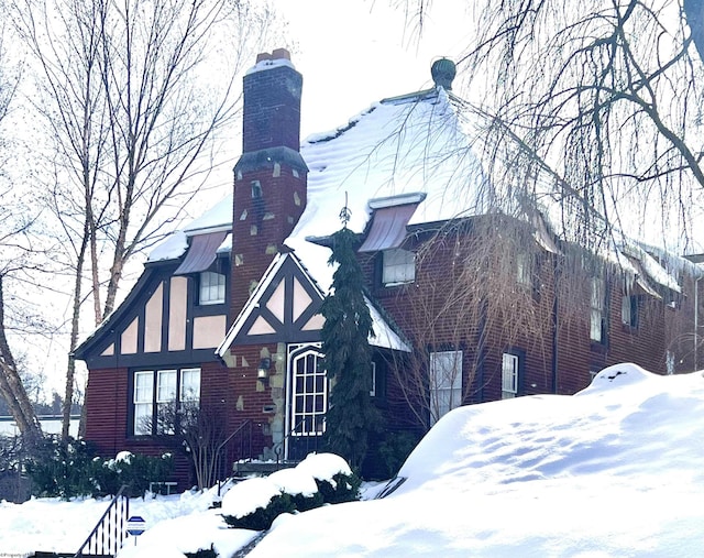 view of snow covered exterior