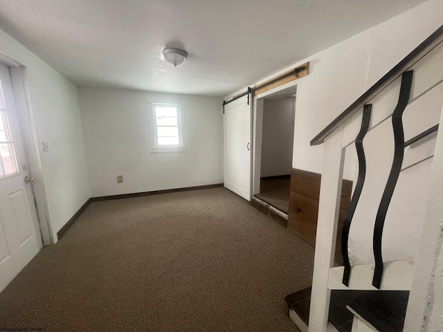 interior space with a barn door