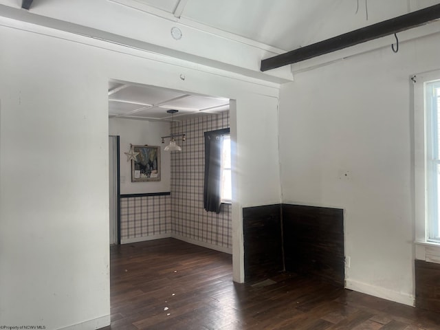 empty room with a wealth of natural light and dark hardwood / wood-style floors