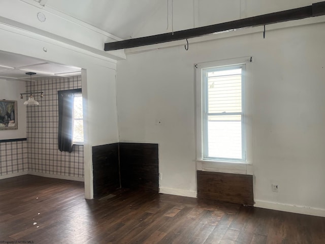 spare room featuring dark wood-type flooring