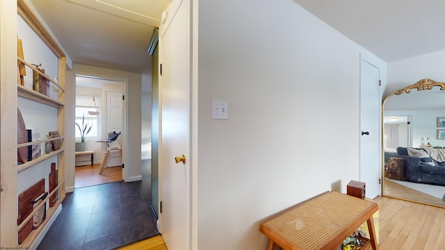 hallway featuring dark hardwood / wood-style floors