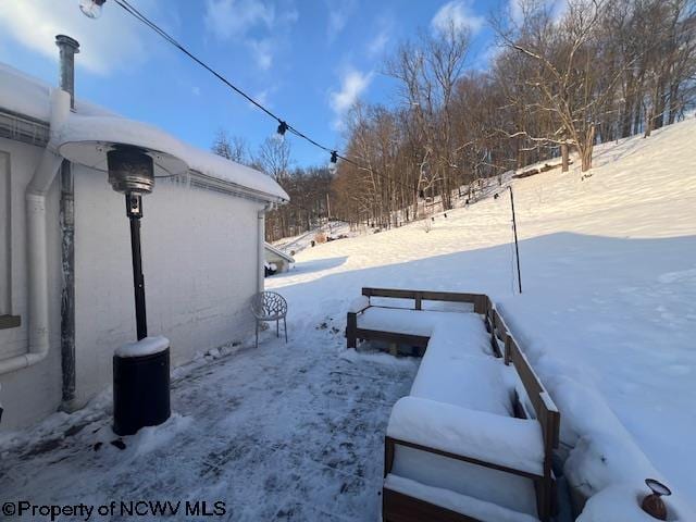 view of yard covered in snow