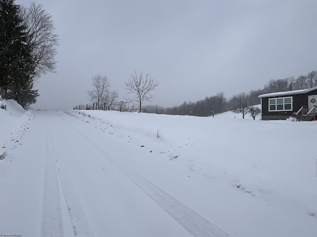 view of yard covered in snow