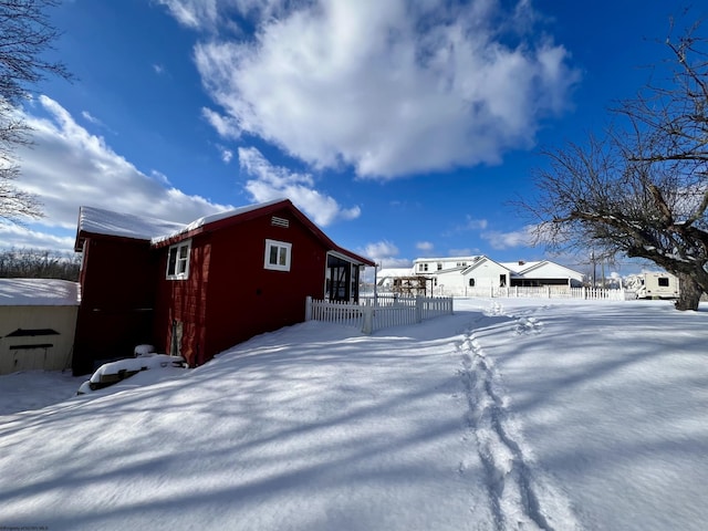 view of snow covered exterior