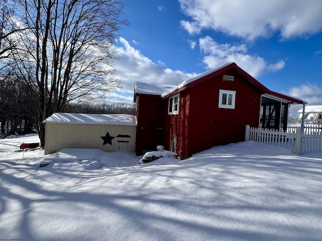 view of snowy exterior