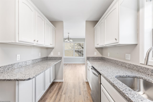 kitchen with sink, white cabinets, and stainless steel dishwasher