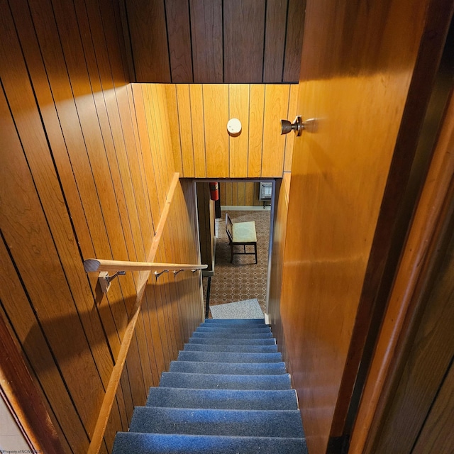 stairs with wooden walls