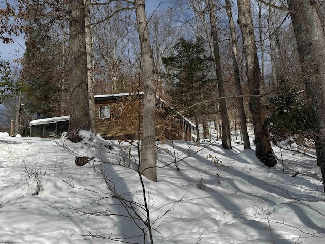 view of snow covered land